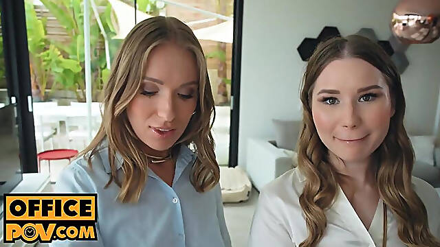 Horny Trio Pussy Fucking with Lesbian Couple Amalia Davis and Angelika Grays