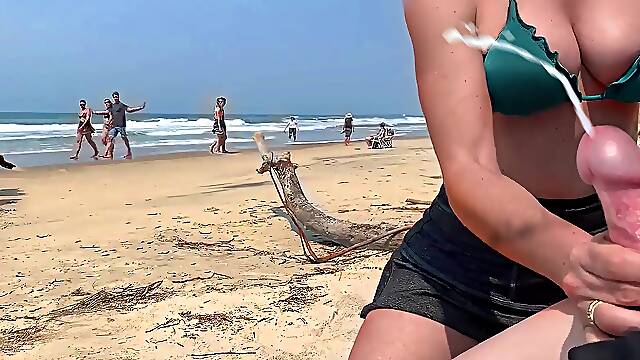 Cum explosion featured in a kinky video shot at the beach
