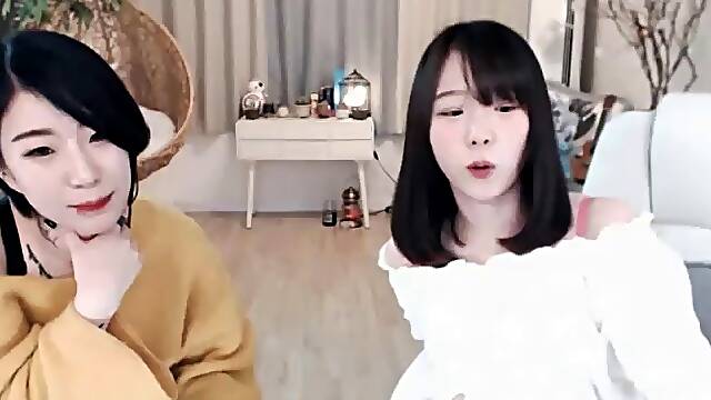 Korean teen lesbians show their big tits