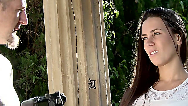 Big titted perfect Mea Melone rides the photographers cock