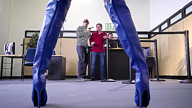 Peta Jensen disarmed the robber with her super big tits