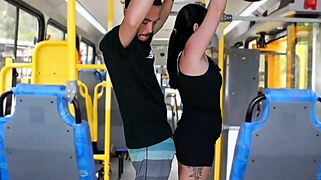 Brunette <censored> on the bus