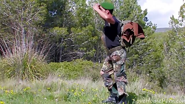 Soldier Gets Surprised By Sexy Minx In Leather