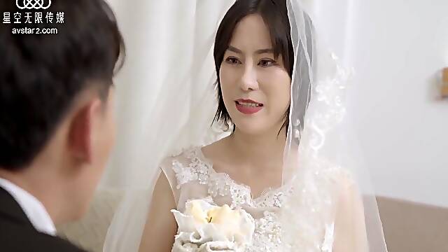 Hot Slut Young Step-mom With Sexy Bride Dress Cheating With Her Step-son