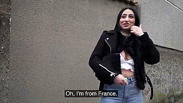 Big French Tits Flashed in Public Before Getting Bent Over and Fucked - Public Agent