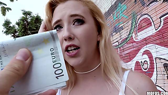 Hot blonde babe Samantha Rone fucks for cash