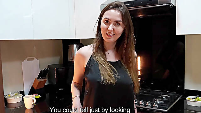 POV: Stepmom Gives Me a Secret Kitchen Blowjob After Staring at My Cock Under the Table