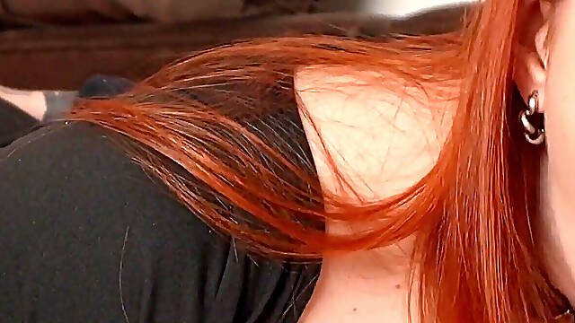 Redhead with Huge Tits Does a Slobbery Deep Throat and Gets a Huge Facial